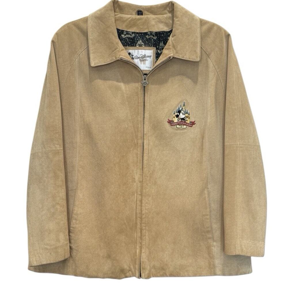 Disney Mickey Mouse Brown 100% Leather Jacket Women's 3XL Walt Disney World